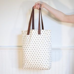 Canvas polka dot bag with Vegan Leather straps
